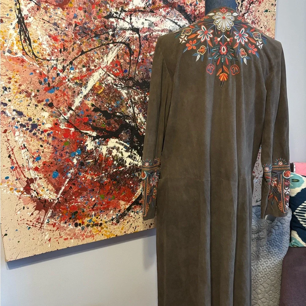 Johnny Was Suede Embroidered Boho Duster - Picture 2 of 9